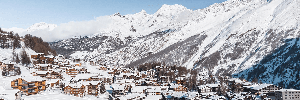 Saas Fee beautiful village surrounded by mountains